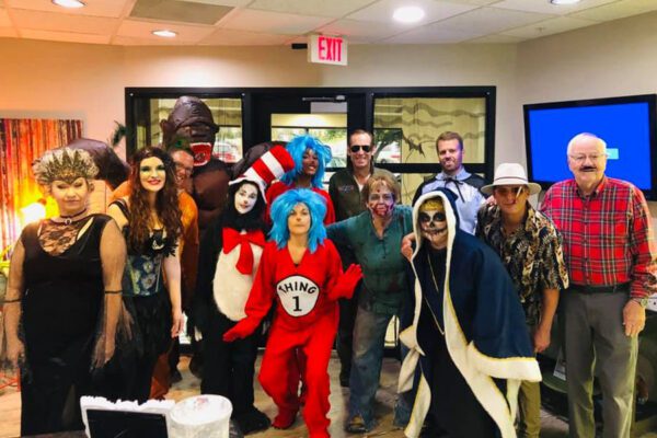 About Our Agency - Portrait of Byrne Insurance Group Agency Full Team Member Staff Dressed up for Halloween